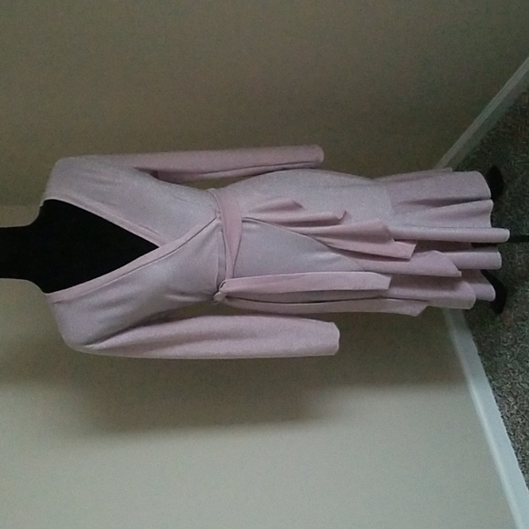 Pink Silver Shimmering fitted dress size small - Picture 1 of 5